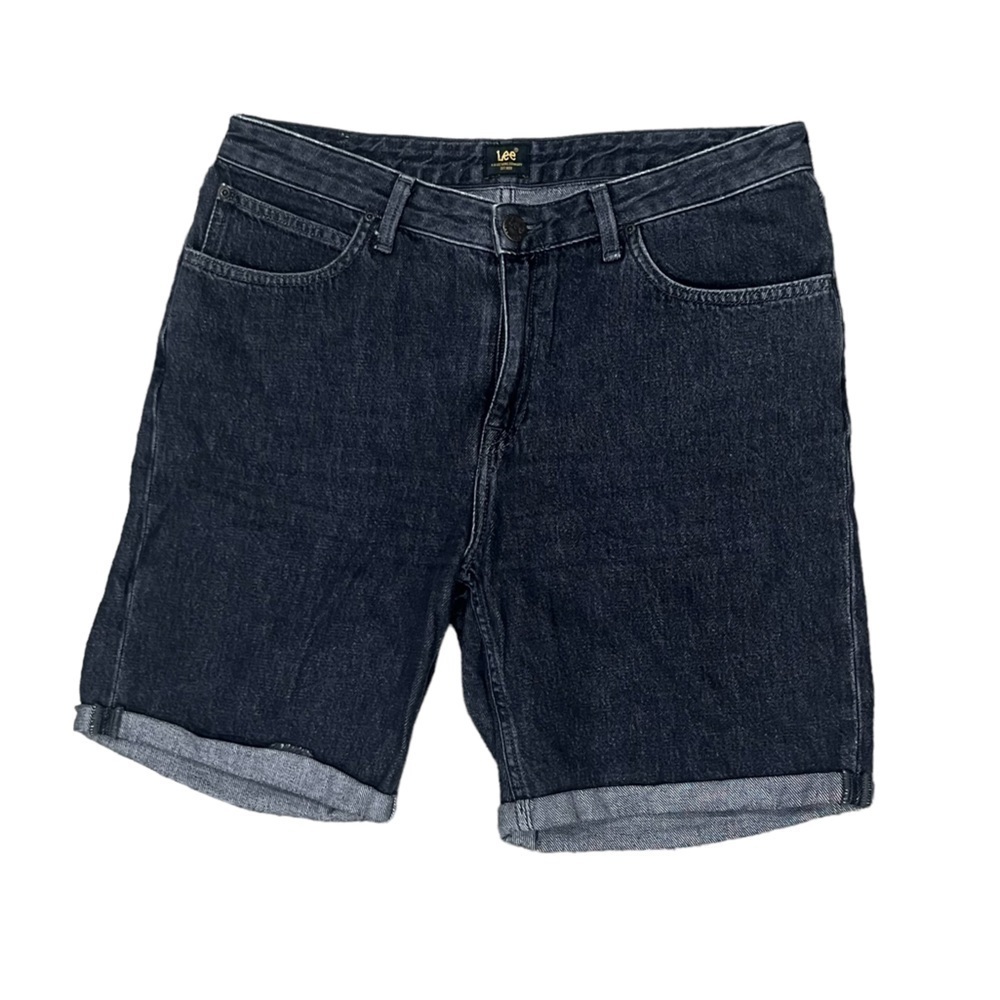 Lee Black Cuffed Hem Long Boyfriend Jean Shorts Size 29 Women’s